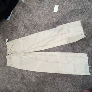 Cream High-Waisted Jeans